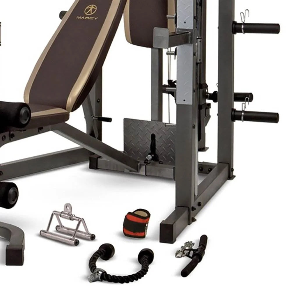 Marcy Full Body Home Exercise Gym, Gray/Brown, 98 x 59 x 82 Inches