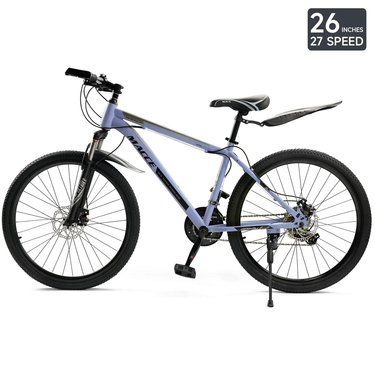 ARTUDATECH 26 Inch 27-Speed Dual Suspension Mountain Bike - Silver, Blue, Gray And Red