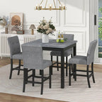 5 Piece Counter Height Wood Dining Set With Rectangle Table And 4 Upholstered High-Back Chairs - 35.4x35.4x36in