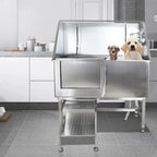 Cuisinaid 50-Inch Stainless Steel Dog Grooming Tub With Ramp, Faucet And Drain Kit