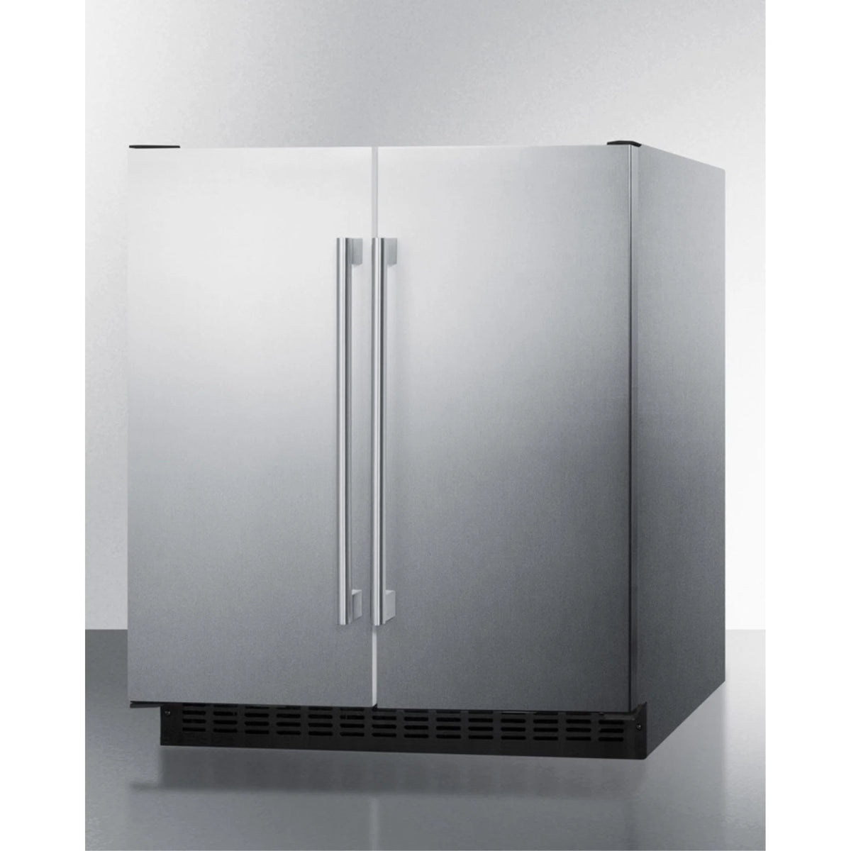 30" Wide Undercounter Frost-Free Side-by-Side Refrigerator-Freezer, Stainless Steel With Locks And Digital Controls