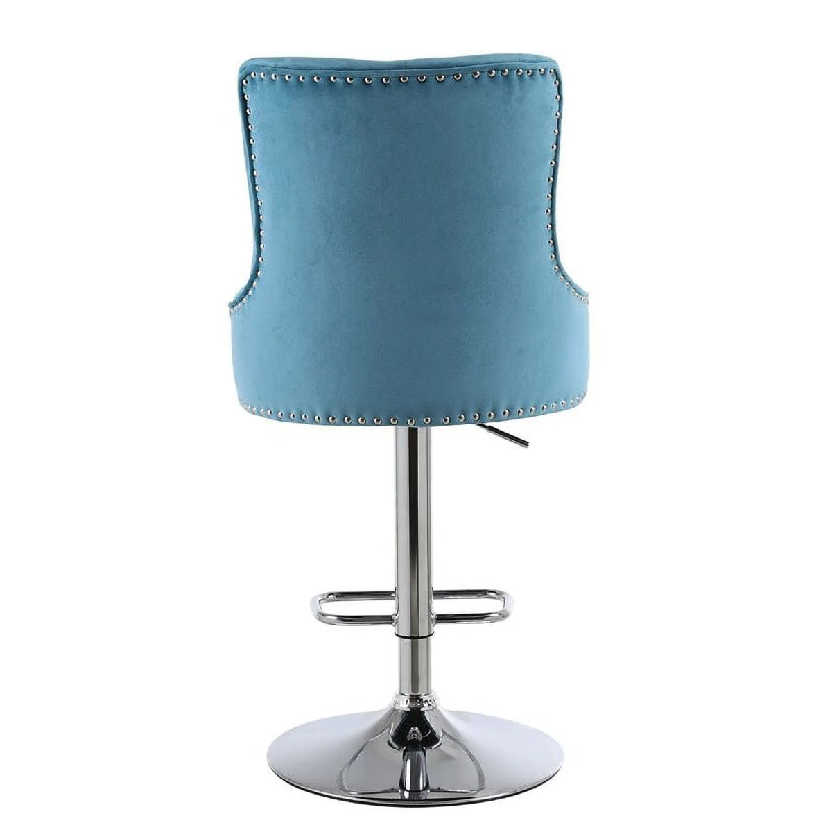 Alexent 2-Piece Swivel Bar Stools, Dark Blue, 43.7-51.6 H, 19.3 W x 18.1 D - Silver Footrest