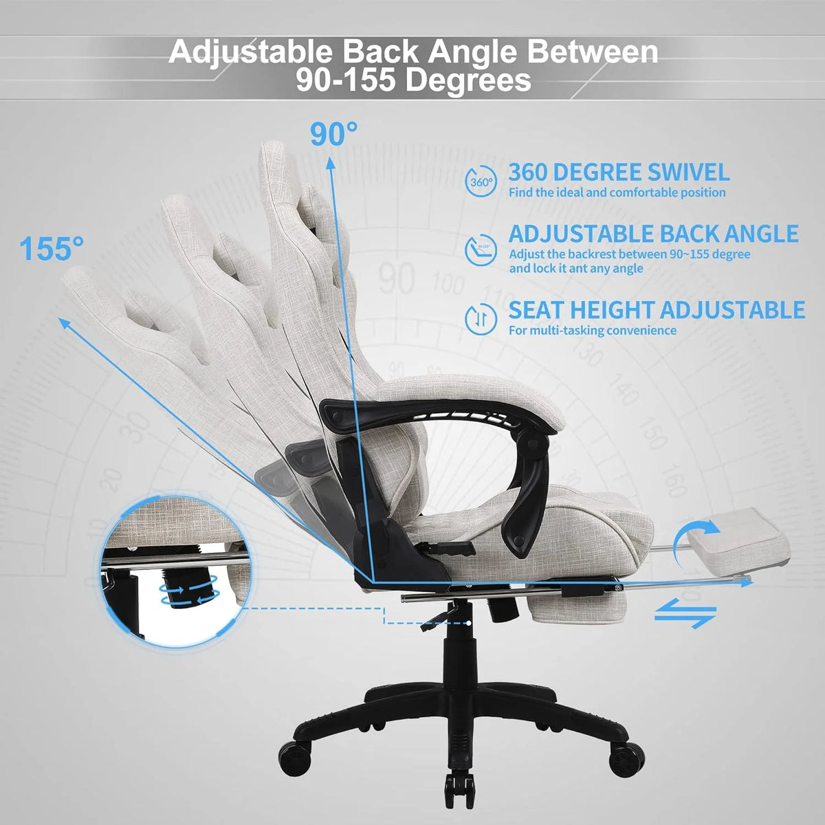 Blue Whale PU Leather Big And Tall Ergonomic Office Gaming Chair, 350 Pounds - B0BTCQ3VVW