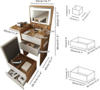 3-in-1 Vanity Desk Set With Flip-Top Lighted Mirror, Storage Stool And 15.7*19.7*31.5 Inches Table