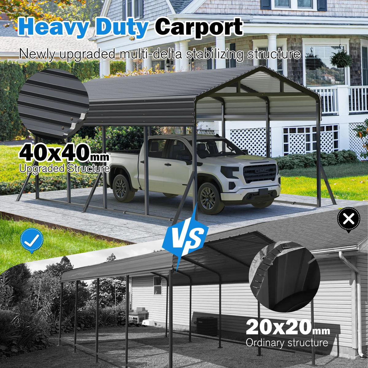MUCHANT Heavy-Duty Carport, 12' x 20', Galvanized Steel Roof