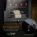 NutriChef Compressor Wine Cooler Refrigerator, 28 Bottle, Black Glass Door