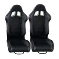PVC Single Adjuster Double Track Racing Seats, Black - Pair