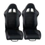 PVC Single Adjuster Double Track Racing Seats, Black - Pair