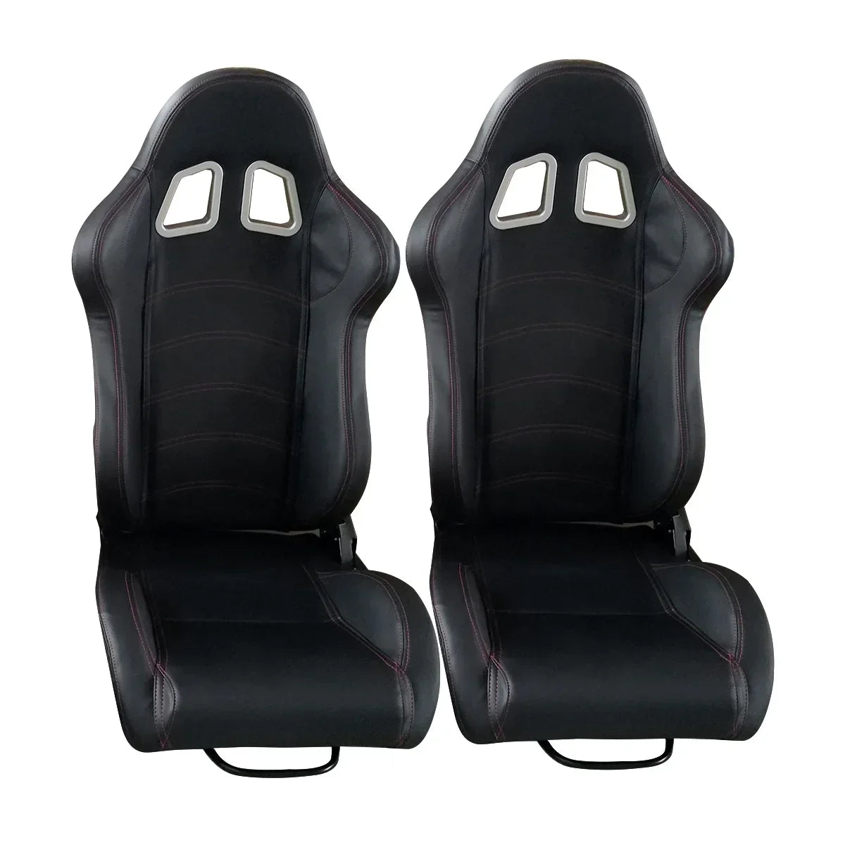 PVC Single Adjuster Double Track Racing Seats, Black - Pair
