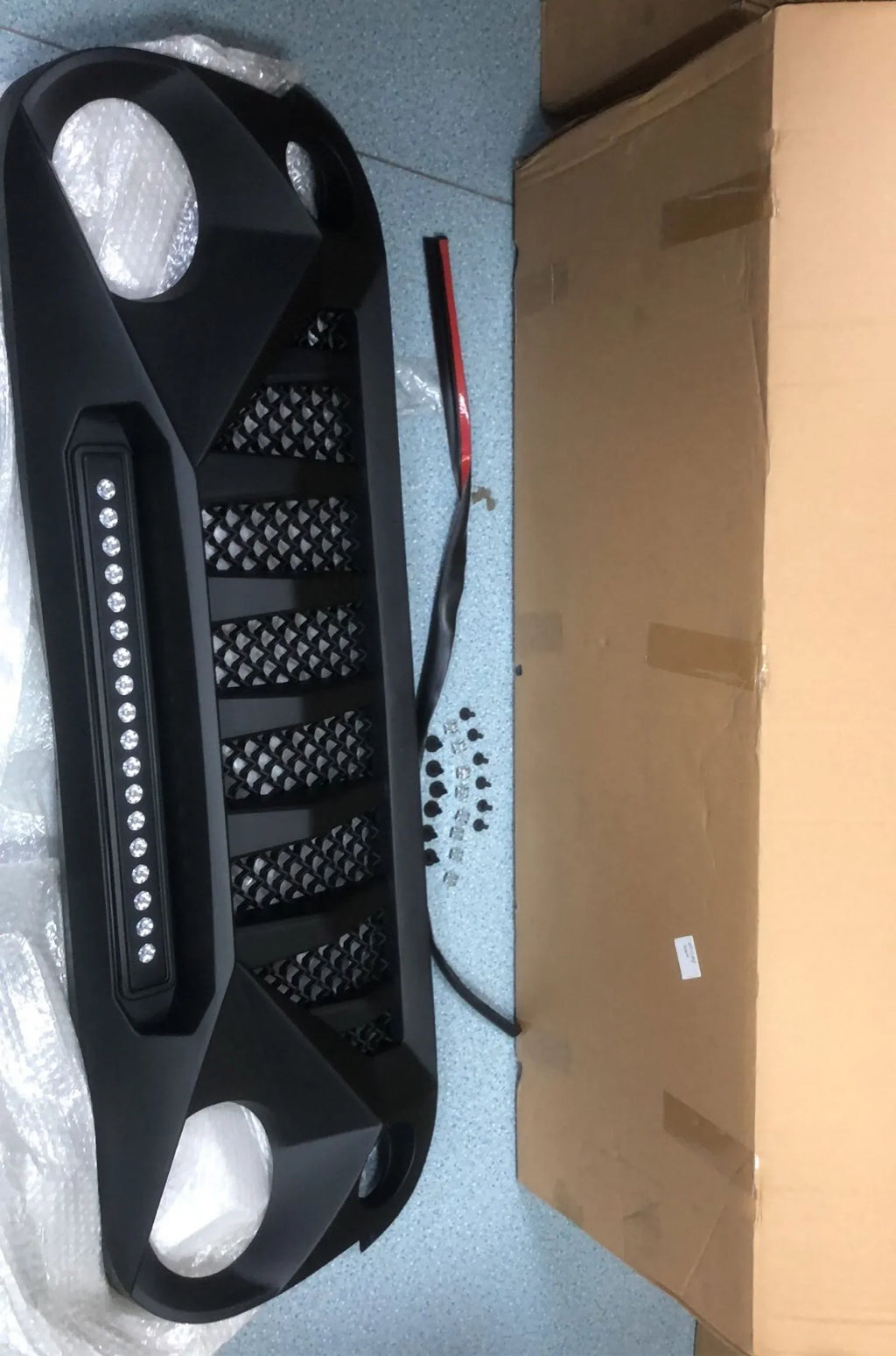 Black Front Grille With LED Off-Road Lights For 07-18 Jeep Wrangler JK - Mars Grille