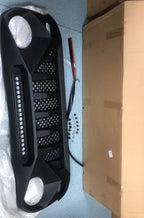 Black Front Grille With LED Off-Road Lights For 07-18 Jeep Wrangler JK - Mars Grille