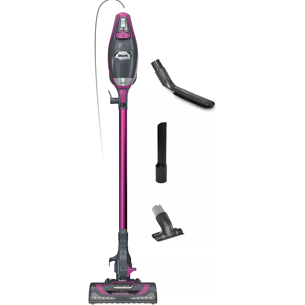 Shark Rocket Pro DLX Corded Stick Vacuum With Removable Hand Vacuum, 0.68-Quart Dust Cup, Fuchsia - HV371