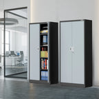 WORKPRO Metal Storage Cabinet With Locking Doors, Adjustable Shelves, Black, 71 Inches Tall - 31-1/2 x 15-3/4 Inch