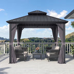 PURPLE LEAF Outdoor Hardtop Gazebo, 8' X 8', Galvanized Steel Double Roof, Aluminum Frame, Grey