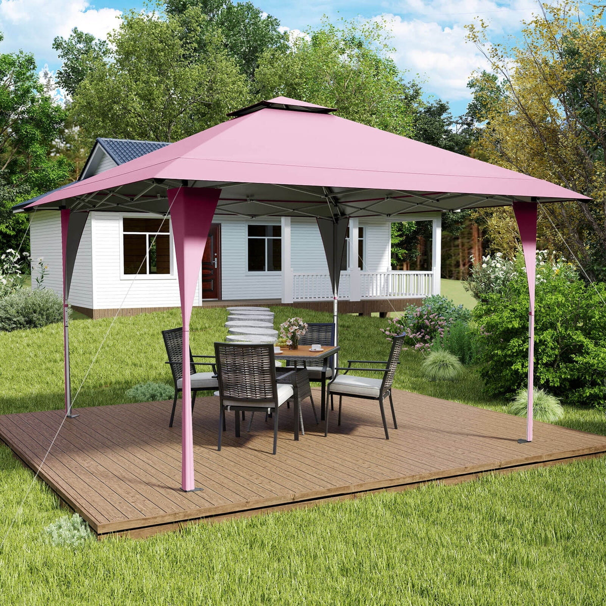 Costway Pop-Up Gazebo Outdoor Canopy Tent, 13 x 13 ft, Gray