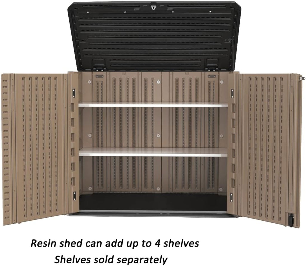 Horizontal Resin Outdoor Storage Shed, 34 Cu.ft, Brown