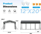 MUCHANT Heavy-Duty Carport, 12' x 20', Galvanized Steel Roof