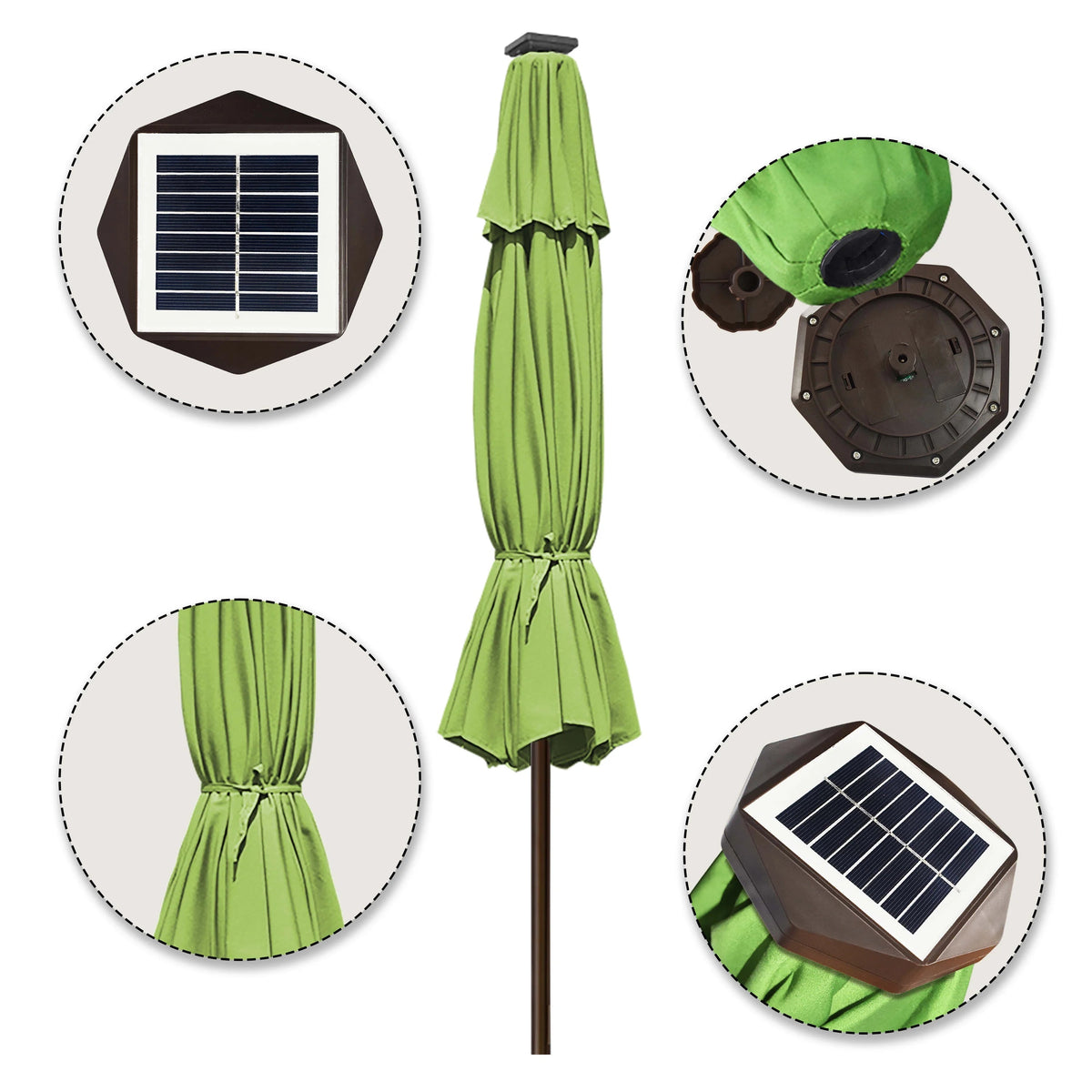 EliteShade 9ft Market Patio Umbrella With 80 LED Lights, Ruby