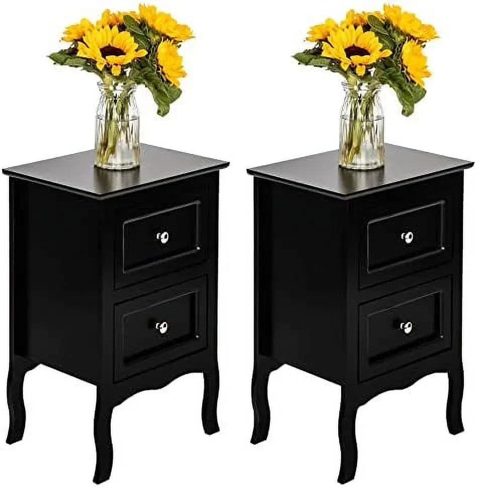 NTTBOBOEC Nightstand With 2 Drawers, Brown, 15.74in W x 11.81in D x 23.66in H