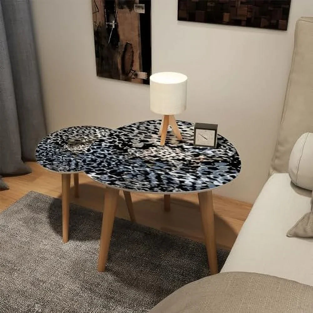 HYHBIBOOM Small Nesting Coffee Table - Colorful Embroidery Border With Bright Flowers And Leaves
