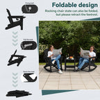 KINGYES Folding Adirondack Rocker Chair Set Of 2 With Footrest And Dual Cup Holders - Black