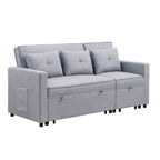 Benjara Convertible Sleeper Sofa, 80 in, Light Gray and Black - BM286632