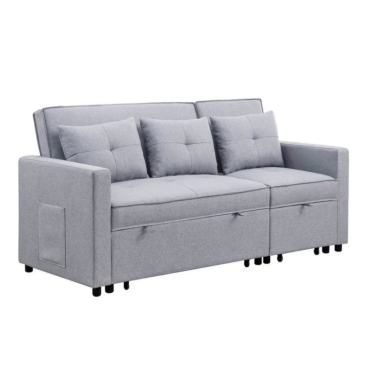 Benjara Convertible Sleeper Sofa, 80 in, Light Gray and Black - BM286632
