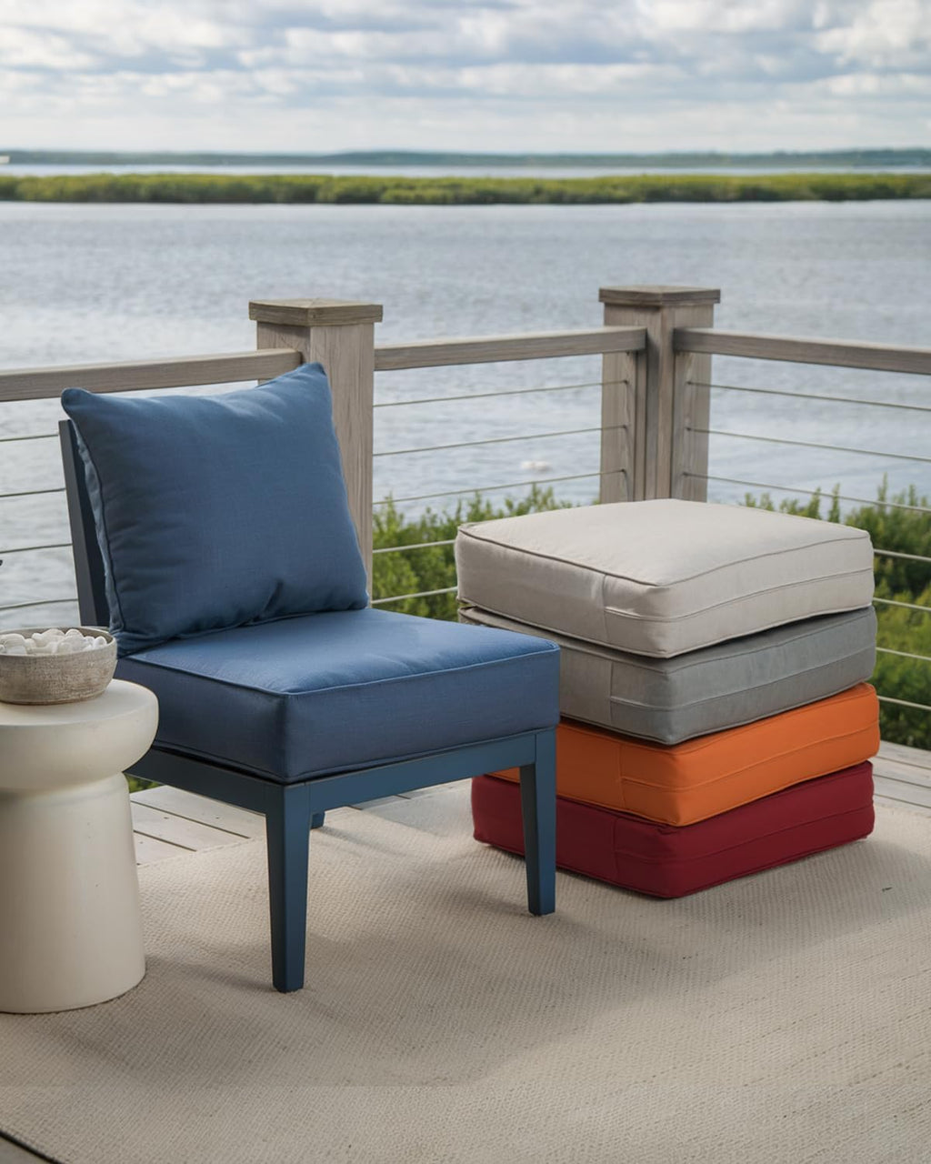 ACTREST Outdoor Seat Cushion Set, 2 Count, Navy Blue, 24 x 24 x 6 in