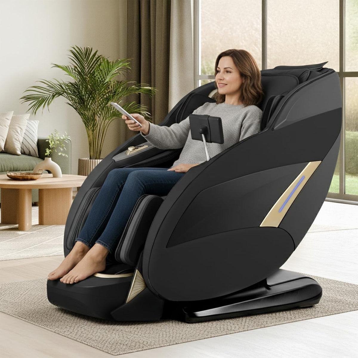 Titan Full Body Massage Chair With 4D Massage Roller, SL Track, 3 Stage Zero Gravity Reclining, Black - Pro 4D Endor