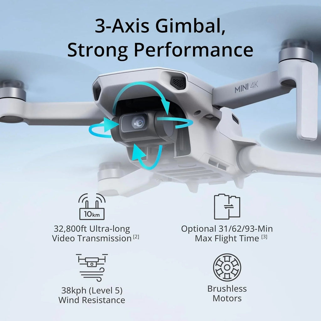 4K UHD Camera Drone Under 249 g With 3-Axis Gimbal, 10 km Video Transmission, Auto Return And 31-Min Flight Time