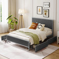 Roomfitters Full Size Upholstered Metal Platform Bed With 4 Drawers, Linen Fabric, Gray - 76.6in L x 55.7in W x 41.7in H