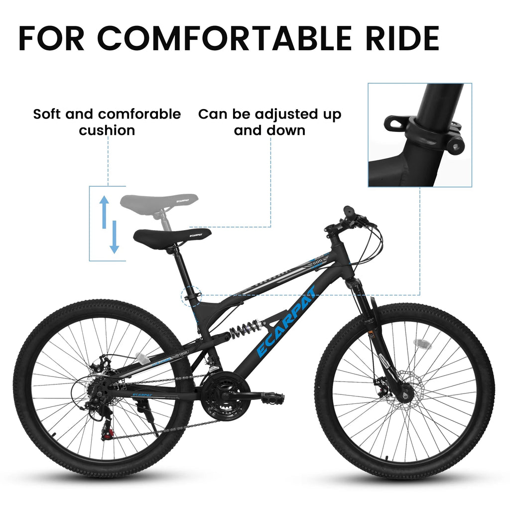 26 Inch Full-Suspension Mountain Bike, 21-Speed, 26x16 Inch Carbon Steel Frame