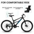 26 Inch Full-Suspension Mountain Bike, 21-Speed, 26x16 Inch Carbon Steel Frame