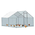 Al Fresco Metal Chicken Coop With Waterproof Cover, Silver, 10 x 10 ft