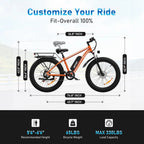 AMYET 26 x 4 Fat Tire Electric Mountain Bike, 48V 15Ah, 7-Speed - EB26