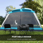 Outsunny 12' x 12' 8 Person Screen House Tent With Carry Bag And 4 Mesh Walls - Sky Blue