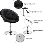HOMEZY Tufted Swivel Vanity Chair, Black - Height Adjustable, 360-Degree