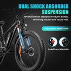 AMYET 26 x 4 Fat Tire Electric Mountain Bike, 48V 15Ah, 7-Speed - EB26