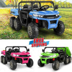 24V 6-Wheel UTV Ride-On With Dump Bed And 4WD Power