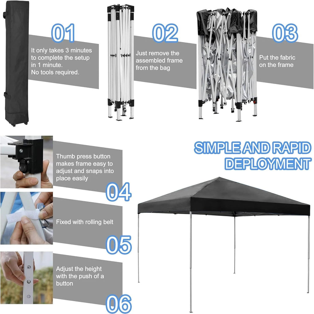 GVDV 10x10 ft Easy Pop Up Outdoor Canopy Tent - Blue