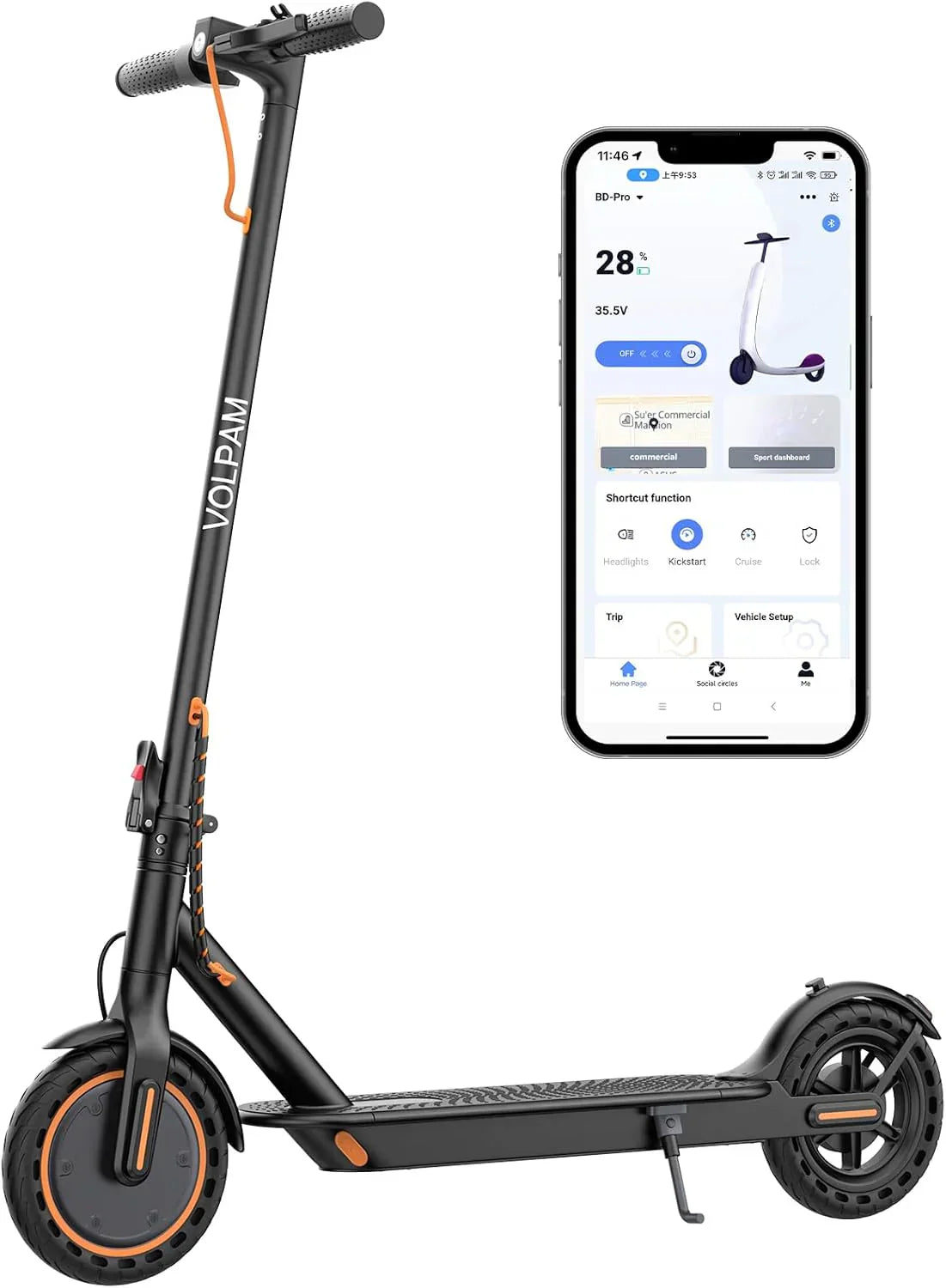 Electric Scooter 350W/500W Motor, 8.5/10 Solid Tires, 19/22 Mph, 28/21/12 Miles Range