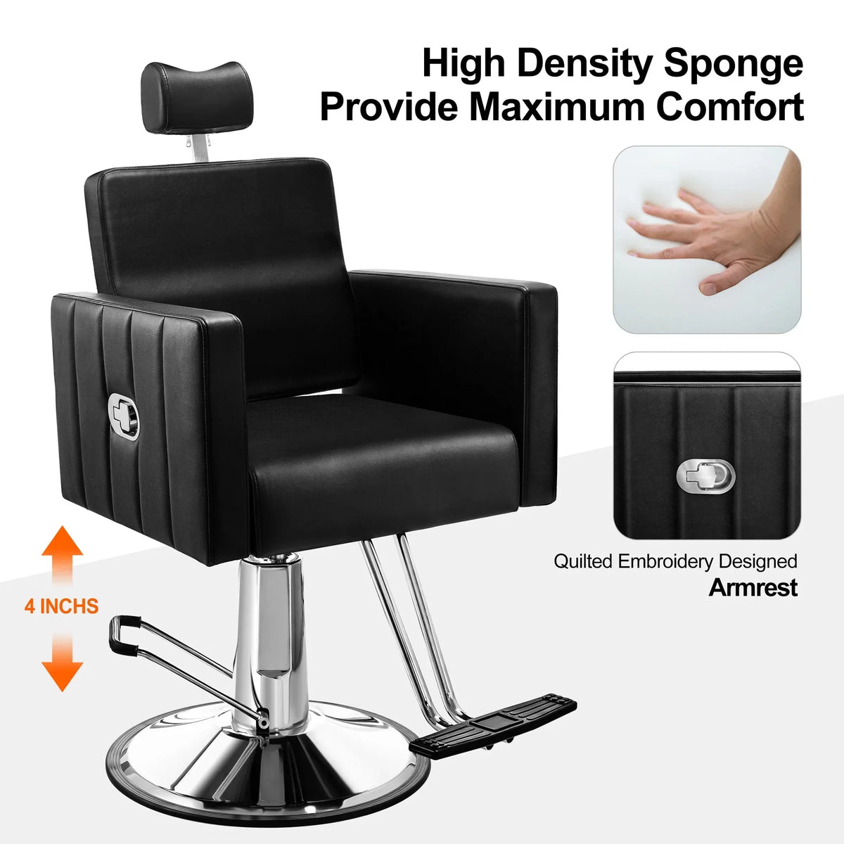 Baasha Reclining Salon Chair With Heavy Duty Hydraulic Pump