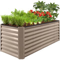 Best Choice Products Outdoor Metal Raised Garden Bed Planter Box, 8 x 2 x 2 ft, Taupe