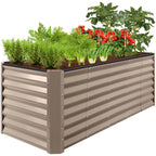 Best Choice Products Outdoor Metal Raised Garden Bed Planter Box, 8 x 2 x 2 ft, Taupe
