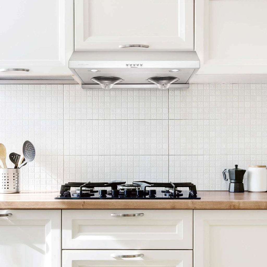 Hauslane Under Cabinet Range Hood 30-inch Full Stainless Steel, Fits 6 Inch Round Ducts - C100
