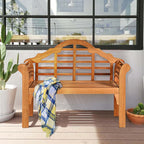 4 FT Folding Outdoor Eucalyptus Wood Bench, Natural, 2-Person - 49 in x 21 in x 38 in