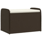vidaXL Outdoor Poly Rattan Storage Bench With Cushion, Black, 45.3 x 20.1 x 20.5 in