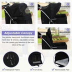 Folding Pet Stroller With 4 Wheels, Cup Holder And Storage Basket, Black