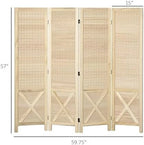 CHFBC 4-Panel Pegboard Room Divider 4.7' Tall Natural
