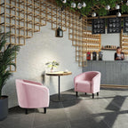 Velvet Accent Barrel Chair With Armrest And Low Back, Pink - 28x26x29in